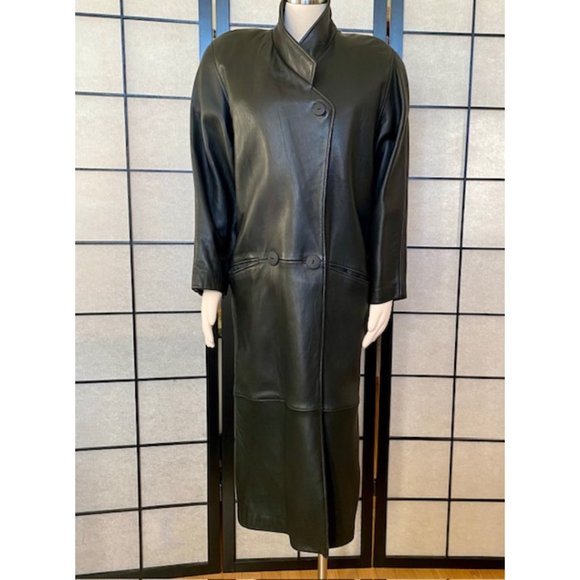 Cassidy Vintage 80's Leather Tapered Trench Coat - Small - Picture 3 of 16